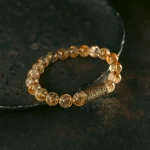 Citrine & Textured Brass Bracelet | Prosperity & Minimalist Chic 2 - Buddha Bodhis Citrine & Textured Brass Bracelet