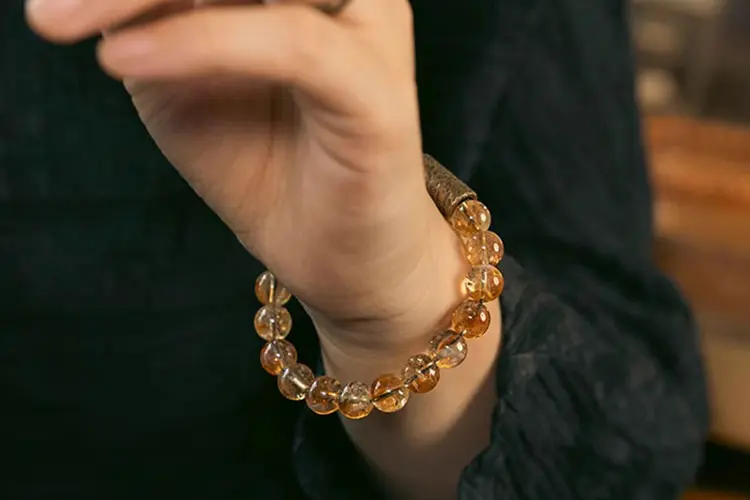 Citrine & Textured Brass Bracelet | Prosperity & Minimalist Chic 7 - Buddha Bodhis Citrine & Textured Brass Bracelet