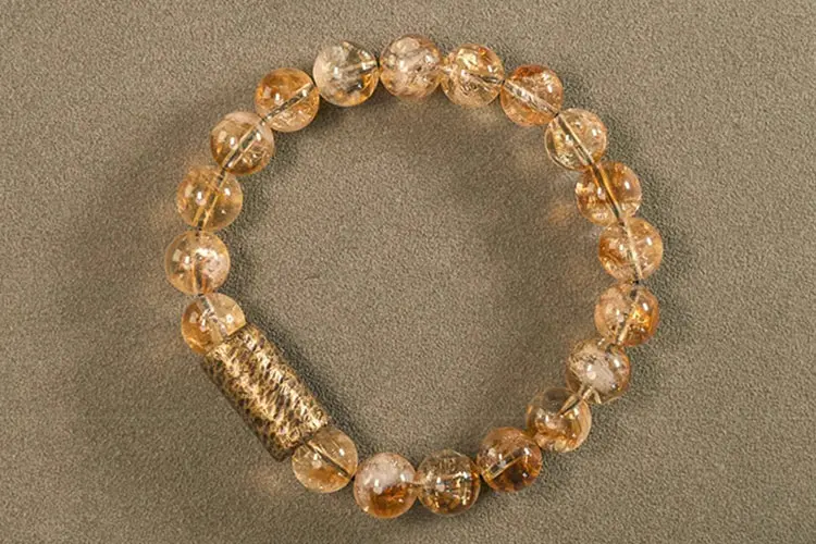 Citrine & Textured Brass Bracelet | Prosperity & Minimalist Chic 6 - Buddha Bodhis Citrine & Textured Brass Bracelet