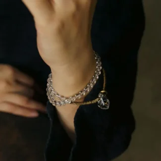 Clear Quartz Coil Bracelet Vintage Spiral Jewelry