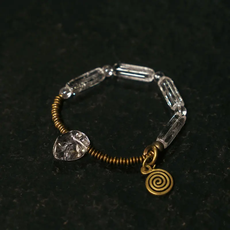 Clear Quartz Coil Bracelet Vintage Spiral Jewelry (3) Clear Quartz Coil Bracelet Vintage Spiral Jewelry