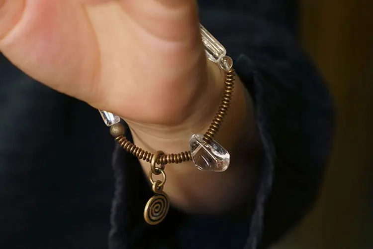 Clear Quartz Coil Bracelet | Vintage Spiral Jewelry 7 - Buddha Bodhis Clear Quartz Coil Bracelet Vintage Spiral Jewelry
