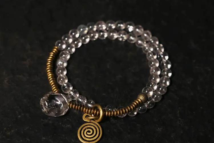 Clear Quartz Coil Bracelet | Vintage Spiral Jewelry 6 - Buddha Bodhis Clear Quartz Coil Bracelet Vintage Spiral Jewelry