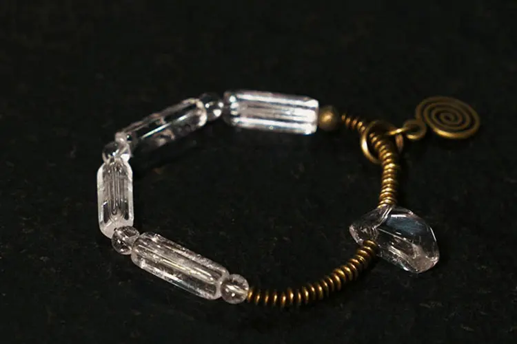 Clear Quartz Coil Bracelet | Vintage Spiral Jewelry 6 - Buddha Bodhis Clear Quartz Coil Bracelet Vintage Spiral Jewelry