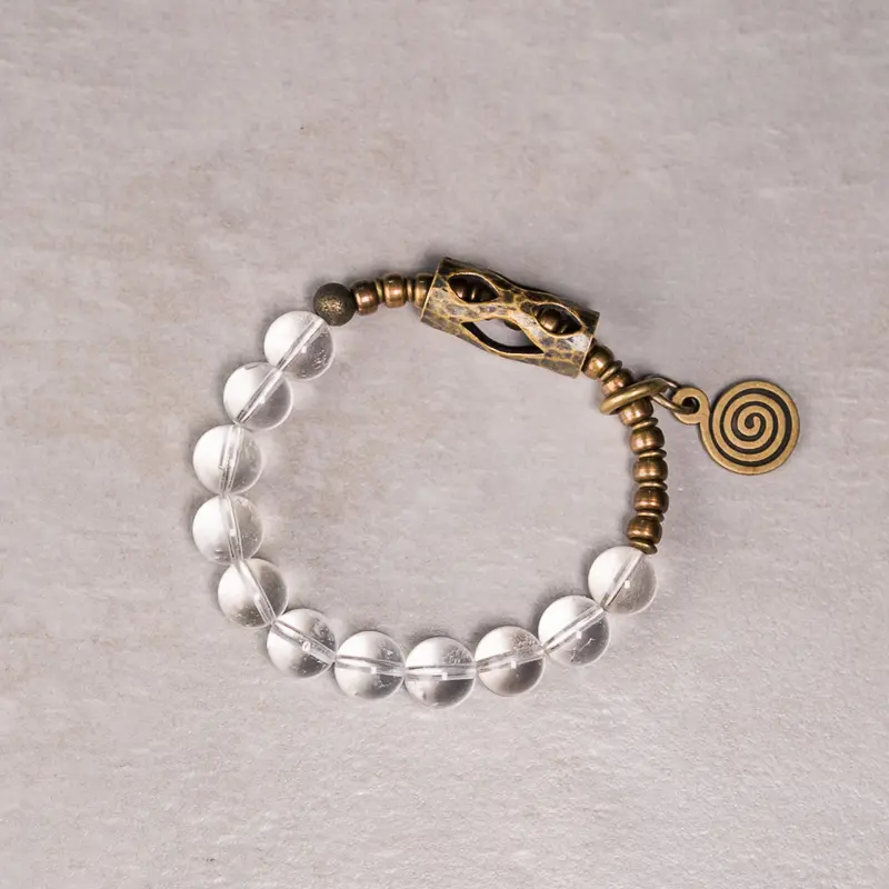 Clear Quartz Spiral Bracelet Artisan Brass Jewelry (4) Clear Quartz Spiral Bracelet Artisan Brass Jewelry