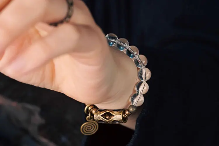 Clear Quartz Spiral Bracelet | Artisan Brass Jewelry 7 - Buddha Bodhis Clear Quartz Spiral Bracelet Artisan Brass Jewelry