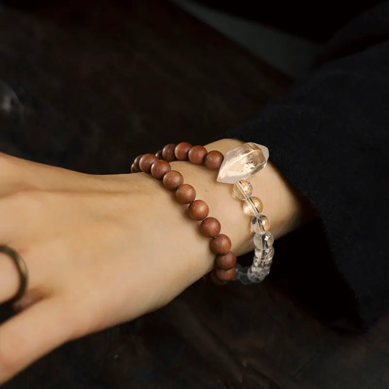 Clear Quartz and Sandalwood Bracelet Clarity & Calm (3) Clear Quartz and Sandalwood Bracelet Clarity & Calm