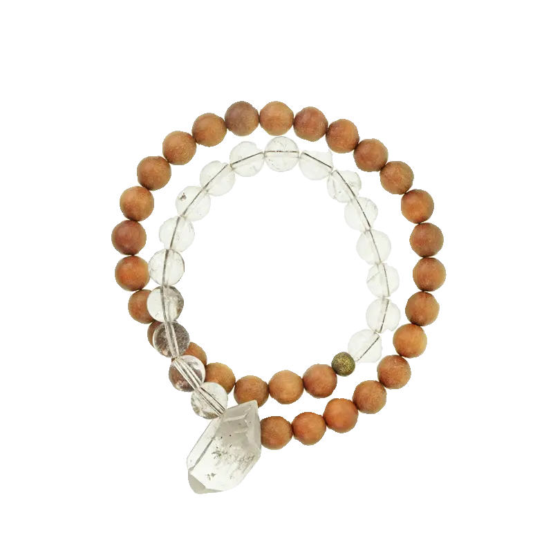 Clear Quartz and Sandalwood Bracelet Clarity & Calm (5) Clear Quartz and Sandalwood Bracelet Clarity & Calm