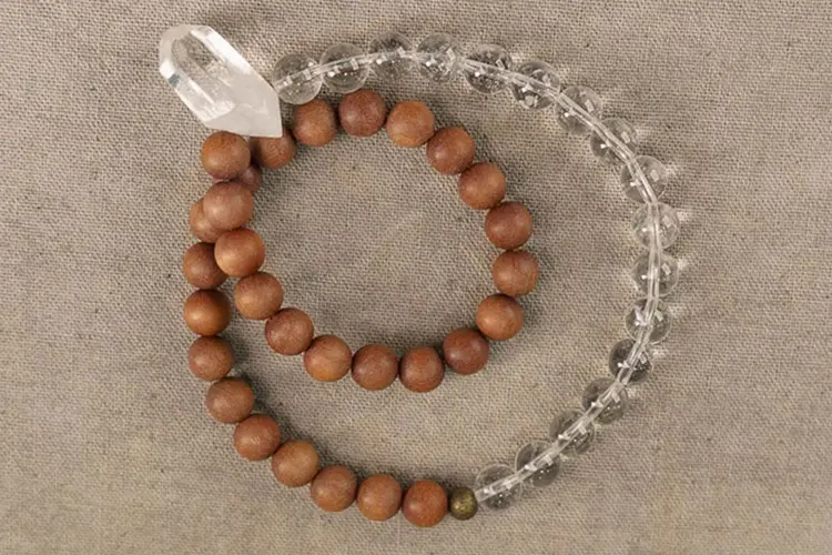 Clear Quartz and Sandalwood Bracelet | Clarity & Calm 6 - Buddha Bodhis Clear Quartz and Sandalwood Bracelet Clarity & Calm
