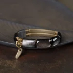 Double-Layer Black Obsidian Bracelet | Vintage Brass Spiritual Jewelry - Buddha Bodhis Double-Layer Black Obsidian Bracelet