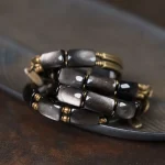 Double-Layer Black Obsidian Bracelet | Vintage Brass Spiritual Jewelry 3 - Buddha Bodhis Double-Layer Black Obsidian Bracelet