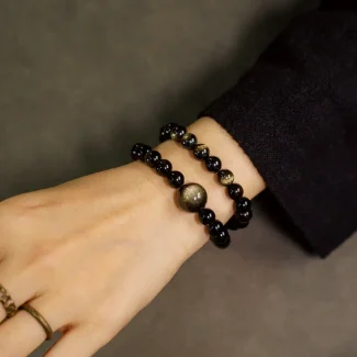 Double-Layer Cat’s Eye Golden Obsidian Bracelet