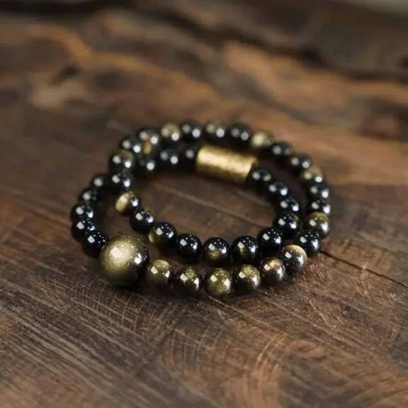 Buddha Bodhis Obsidian Bracelet: Degauss, Purify & Wear Guide - Buddha Bodhis Double-Layer Cat’s Eye Golden Obsidian Bracelet