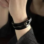 Double Wrap Leather Bracelet | Vintage Brass Snap | Unisex Authentic Style 1 - Buddha Bodhis Double Wrap Leather Bracelet