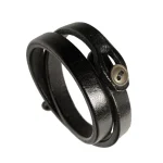 Double Wrap Leather Bracelet | Vintage Brass Snap | Unisex Authentic Style 6 - Buddha Bodhis Double Wrap Leather Bracelet