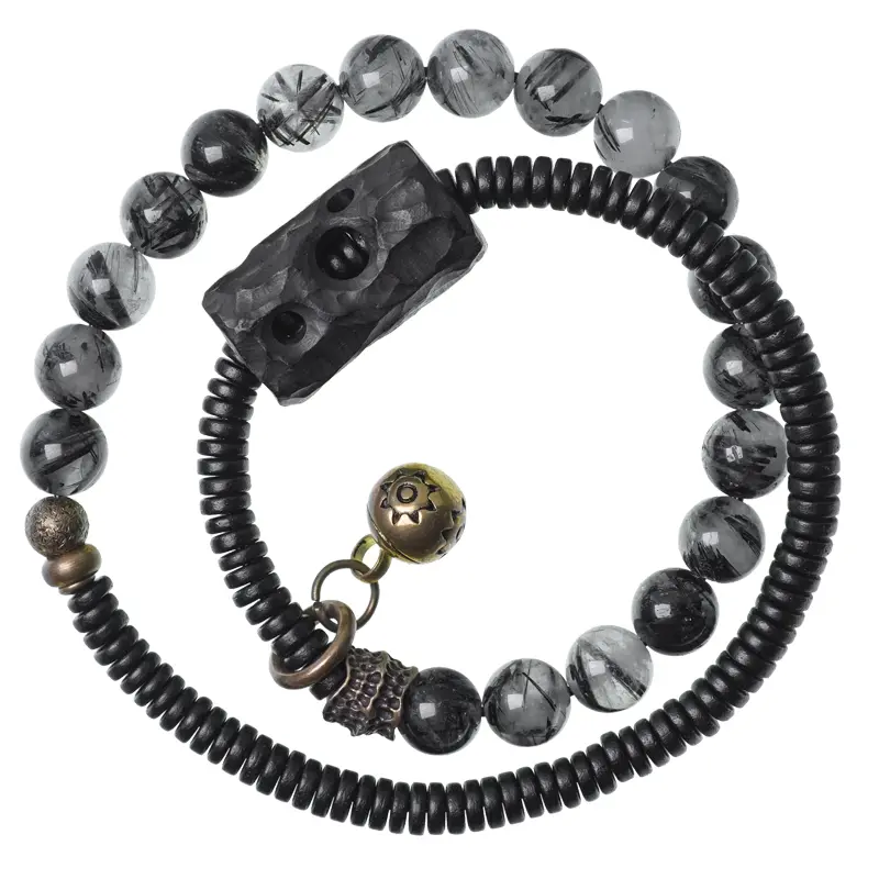 Dual-Strand Black Rutilated Quartz Bracelet (5) Dual-Strand Black Rutilated Quartz Bracelet