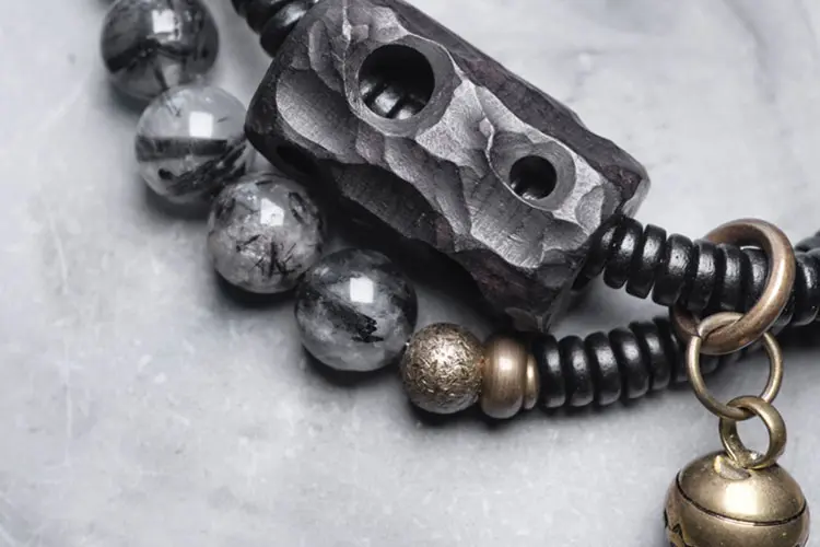 Dual-Strand Black Rutilated Quartz Bracelet | Zen Protection 8 - Buddha Bodhis Dual-Strand Black Rutilated Quartz Bracelet