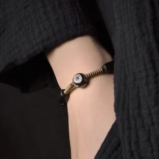 Dzi Bead Ebony Wood Bracelet