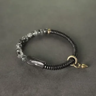 Ebony & Black Rutilated Quartz Bracelet