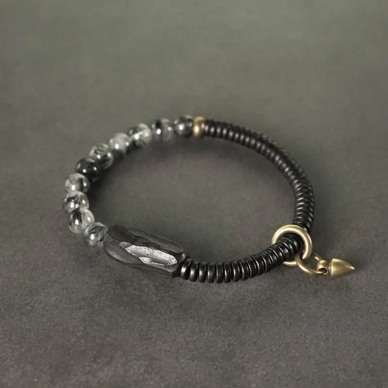 Ebony & Black Rutilated Quartz Bracelet (1) Ebony & Black Rutilated Quartz Bracelet