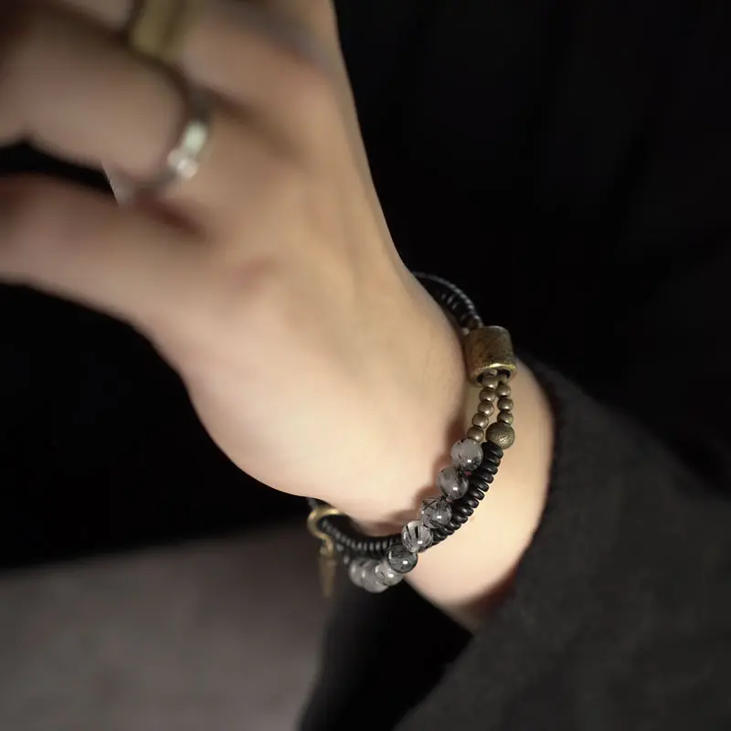Ebony & Black Rutilated Quartz Bracelet (1) Ebony & Black Rutilated Quartz Bracelet