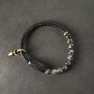 Ebony & Black Rutilated Quartz Bracelet