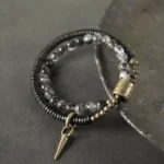 Ebony & Black Rutilated Quartz Bracelet | Retro Spiral Protection - Buddha Bodhis Ebony & Black Rutilated Quartz Bracelet