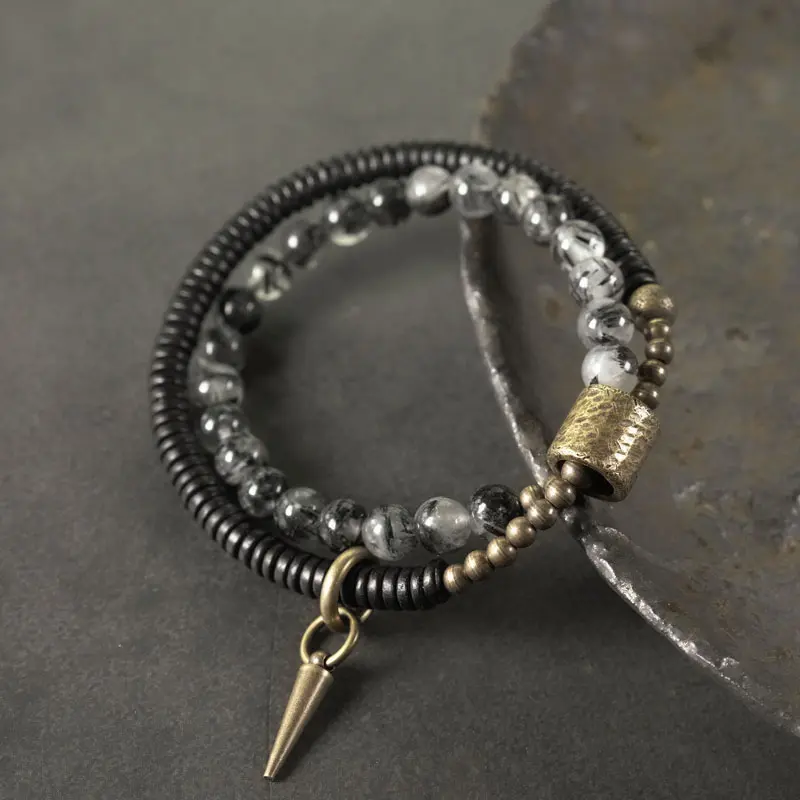 Ebony & Black Rutilated Quartz Bracelet (2) Ebony & Black Rutilated Quartz Bracelet