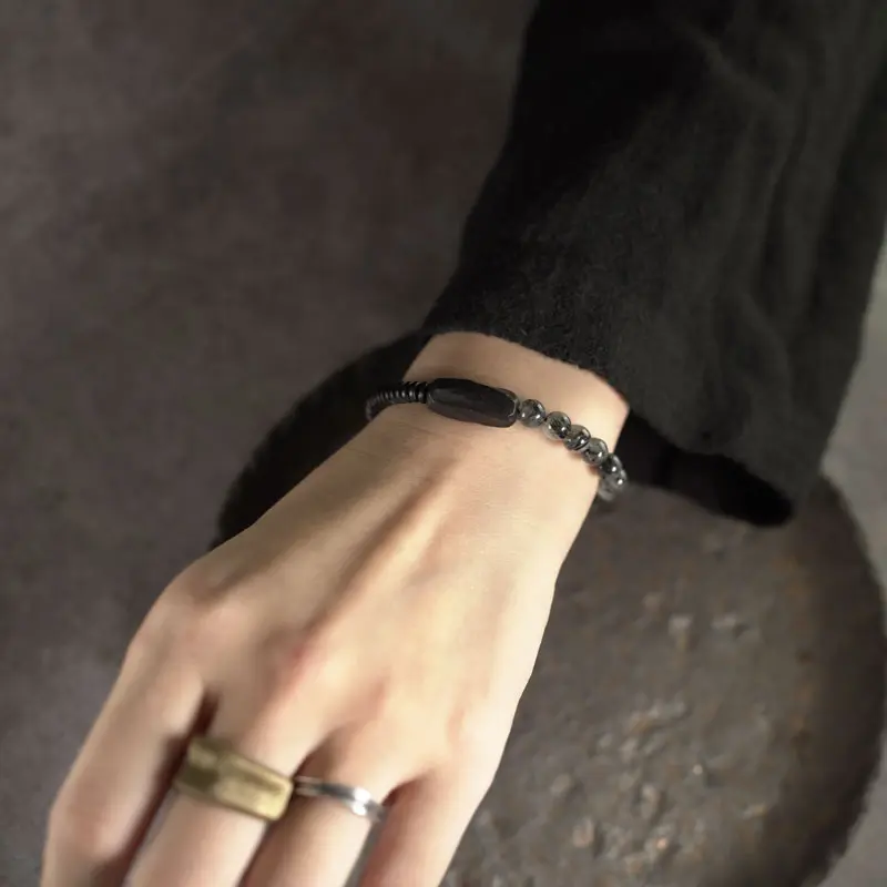 Ebony & Black Rutilated Quartz Bracelet (3) Ebony & Black Rutilated Quartz Bracelet