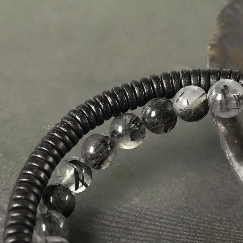 Ebony & Black Rutilated Quartz Bracelet (3) Ebony & Black Rutilated Quartz Bracelet