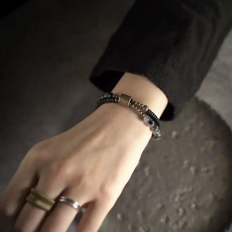 Ebony & Black Rutilated Quartz Bracelet (4) Ebony & Black Rutilated Quartz Bracelet