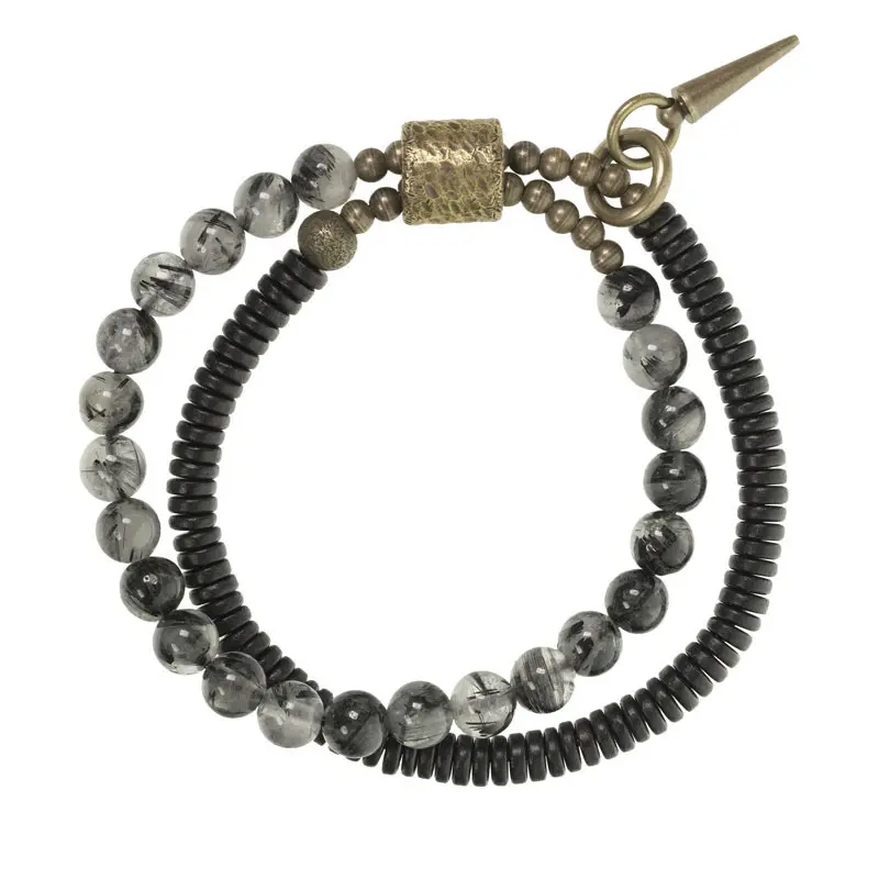 Ebony & Black Rutilated Quartz Bracelet (5) Ebony & Black Rutilated Quartz Bracelet