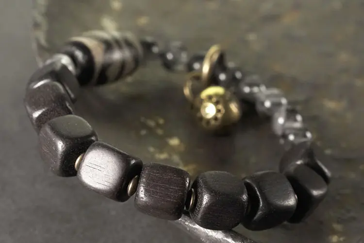 Ebony & Black Rutilated Quartz Bracelet | Grounding & Protection 6 - Buddha Bodhis Ebony & Black Rutilated Quartz Bracelet