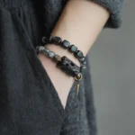 Ebony & Black Rutilated Quartz Double-Strand Bracelet | Grounding Power 1 - Buddha Bodhis Ebony & Black Rutilated Quartz Double-Strand Bracelet