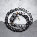 Ebony & Black Rutilated Quartz Double-Strand Bracelet | Grounding Power - Buddha Bodhis Ebony & Black Rutilated Quartz Double-Strand Bracelet