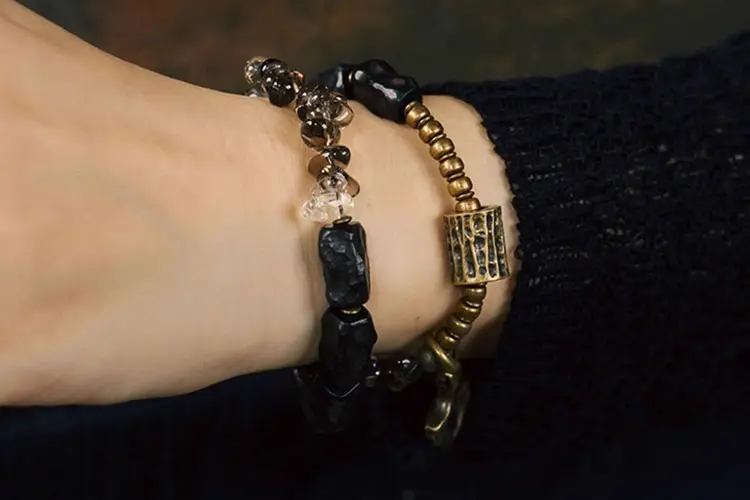 Ebony & Smoky Quartz Bracelet | Talisman of the Grounded Path 7 - Buddha Bodhis Ebony & Smoky Quartz Bracelet