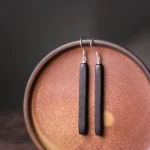 Ebony Wood Earrings | 925 Silver,Oriental Zen,Minimalist Vintage 1 - Buddha Bodhis Ebony Wood Earrings