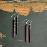 Ebony Wood Earrings | 925 Silver,Oriental Zen,Minimalist Vintage 3 - Buddha Bodhis Ebony Wood Earrings