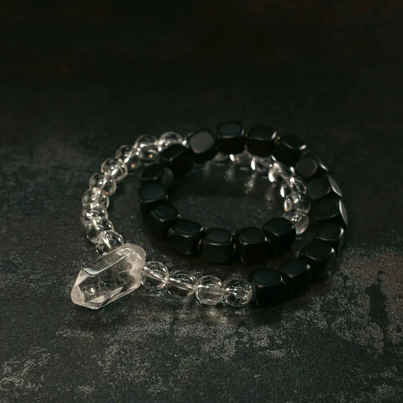 Ebony and Clear Quartz Bracelet Balance & Clarity Set (1) Ebony and Clear Quartz Bracelet Balance & Clarity Set