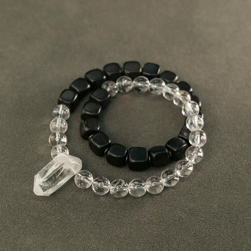 Ebony and Clear Quartz Bracelet Balance & Clarity Set (3) Ebony and Clear Quartz Bracelet Balance & Clarity Set