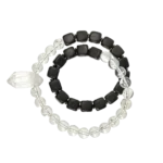 Ebony and Clear Quartz Bracelet | Balance & Clarity Set 4 - Buddha Bodhis Ebony and Clear Quartz Bracelet Balance & Clarity Set