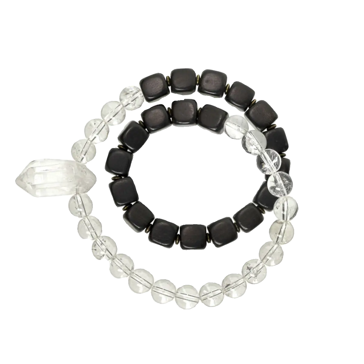 Ebony and Clear Quartz Bracelet Balance & Clarity Set (5) Ebony and Clear Quartz Bracelet Balance & Clarity Set