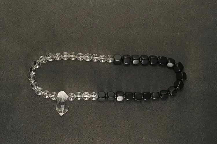 Ebony and Clear Quartz Bracelet | Balance & Clarity Set 6 - Buddha Bodhis Ebony and Clear Quartz Bracelet Balance & Clarity Set