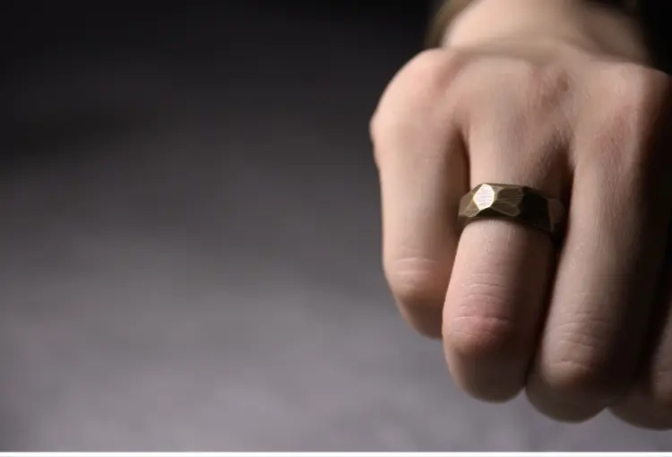 Faceted Brass Ring | Vintage Textured Charm 6 - Buddha Bodhis Faceted Brass Ring