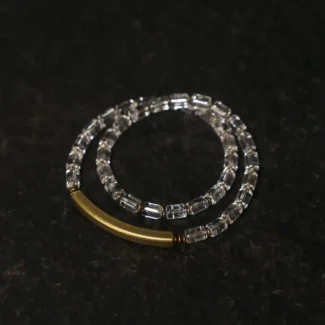 Faceted Clear Quartz Bracelet Modern Clarity & Vintage Brass