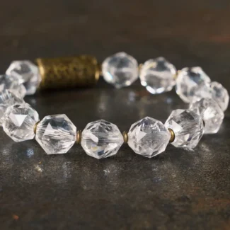 Faceted Clear Quartz Bracelet Vintage Brass Jewelry
