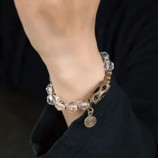 Faceted Clear Quartz Bracelet Vintage Spiral Jewelry