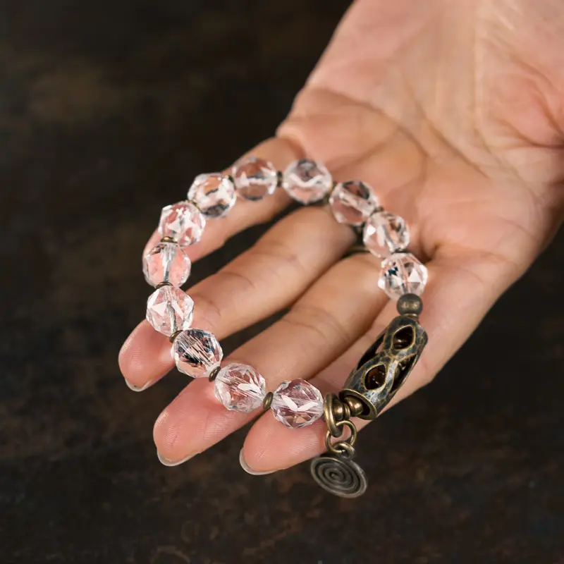 Faceted Clear Quartz Bracelet Vintage Spiral Jewelry (3) Faceted Clear Quartz Bracelet Vintage Spiral Jewelry