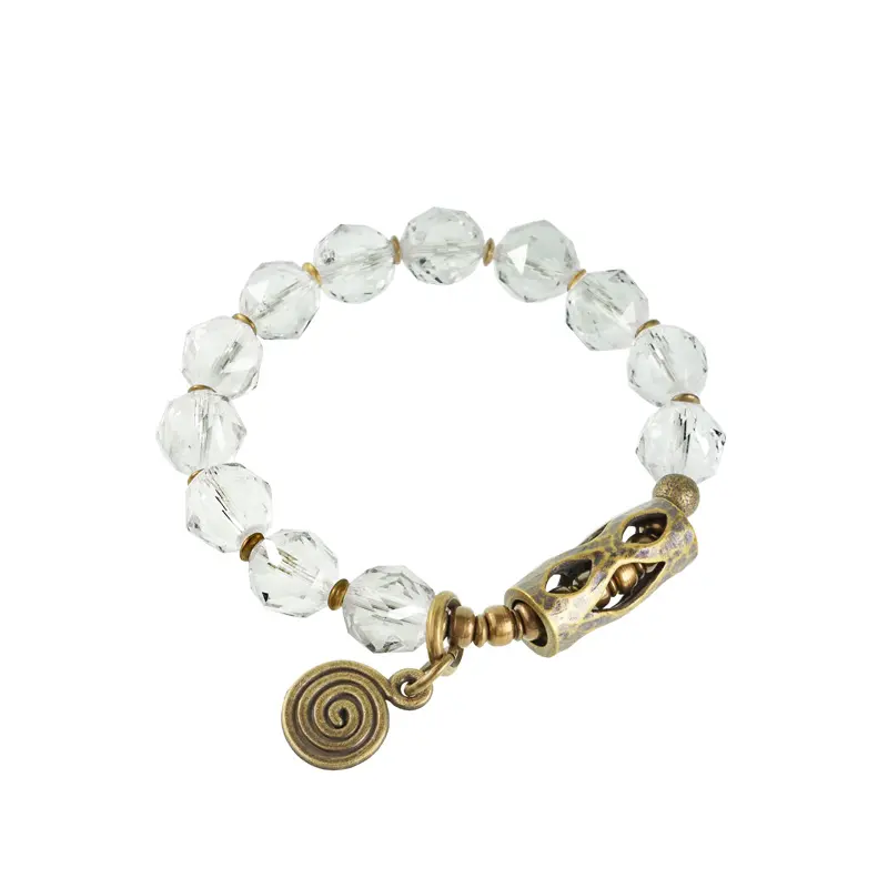 Faceted Clear Quartz Bracelet Vintage Spiral Jewelry (5) Faceted Clear Quartz Bracelet Vintage Spiral Jewelry