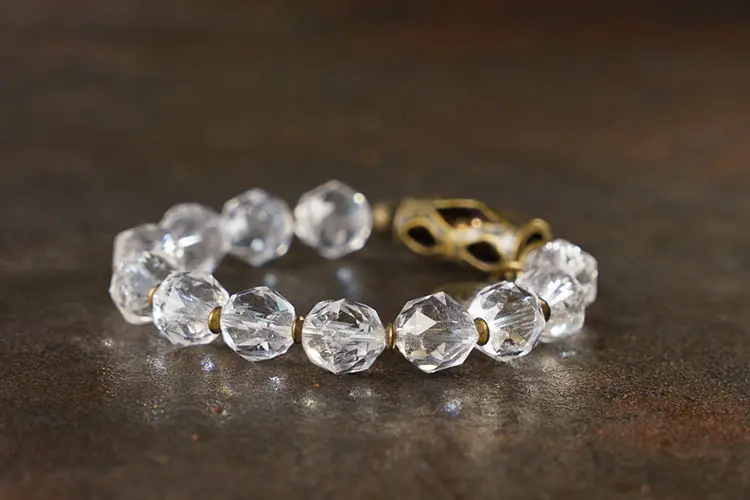 Faceted Clear Quartz Bracelet | Vintage Spiral Jewelry 6 - Buddha Bodhis Faceted Clear Quartz Bracelet Vintage Spiral Jewelry